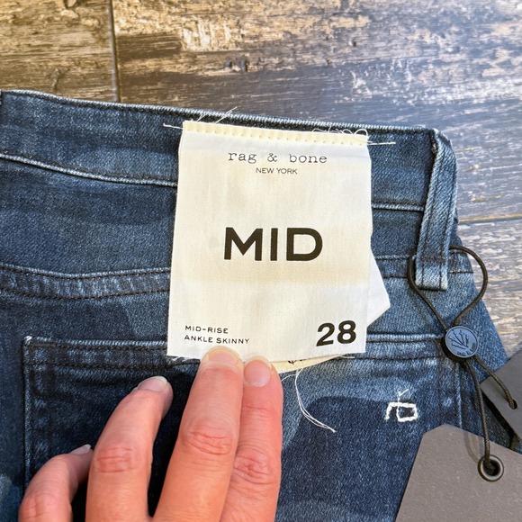 Rag & Bone Cate Mid Rise Ankle Skinny Jeans Women's Size 28 Blue Camo - Picture 13 of 16